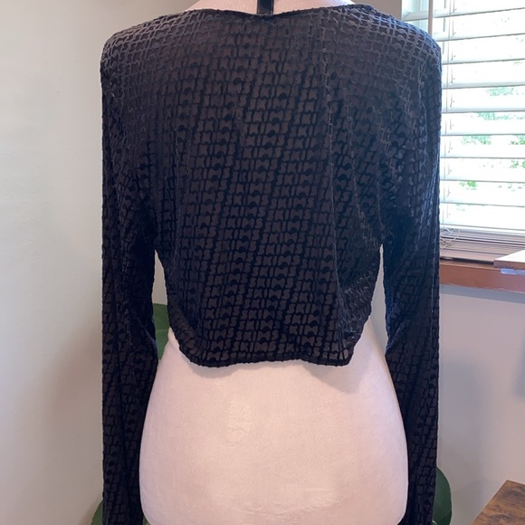 Skims Velvet Crop Top Logo 2X Soot Black Plus Size Logo Burnout Open Bust - Picture 5 of 10